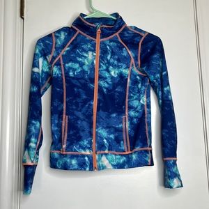 Zella girls athletic zip up, size M(8/10) blue and orange.